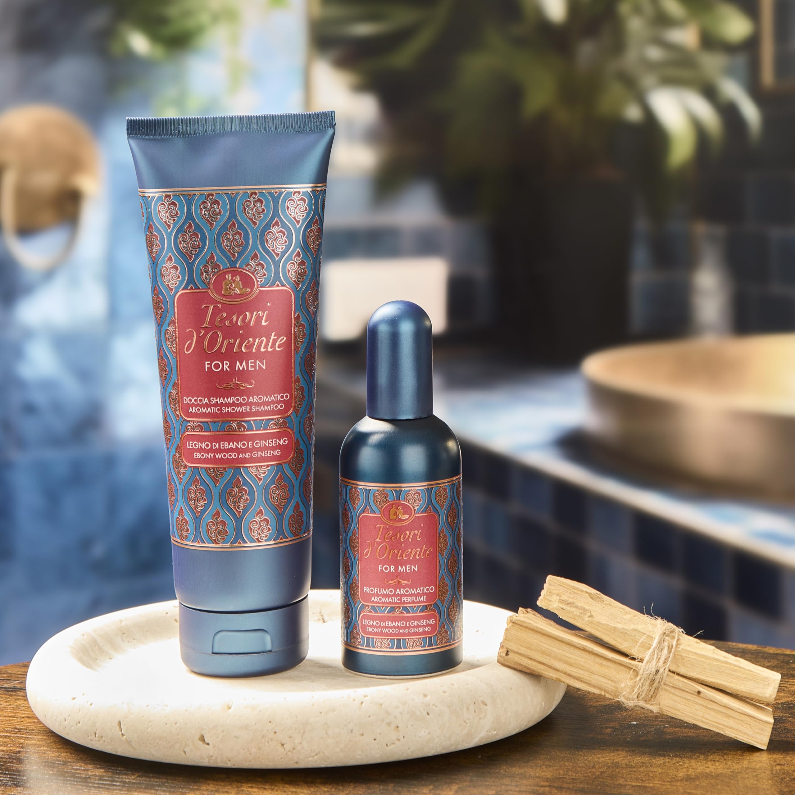 Tesori d'Oriente, For Men Profumo Uomo Legno di Ebano e Ginseng, Fragranza Fresca e Legnosa con Note Speziate, Simbolo di Fuoco, Energia e Potere, 100ml