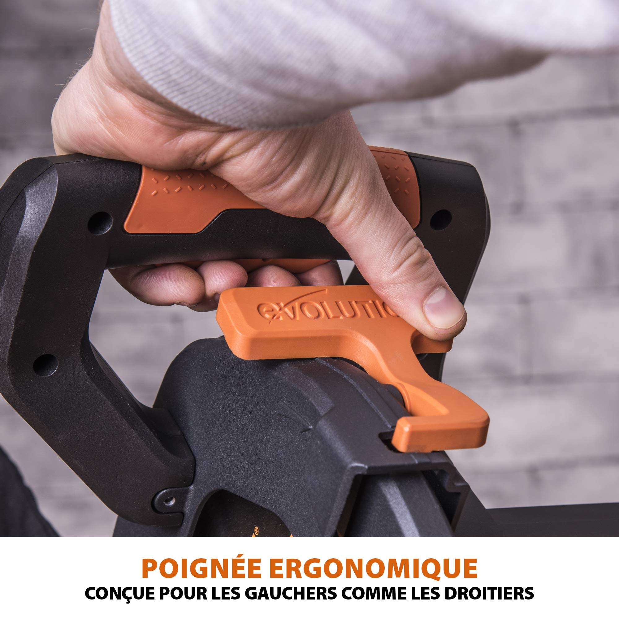 Evolution Power Tools Scie à Onglet Coulissante avec des Caractéristiques PLUS - 0-45˚ Biseau, 50-50˚ Onglet - Coupe Multi-Matériaux - Le Bois, Le Plastique, Le Métal Lame Incluse 255mm - R255SMS+