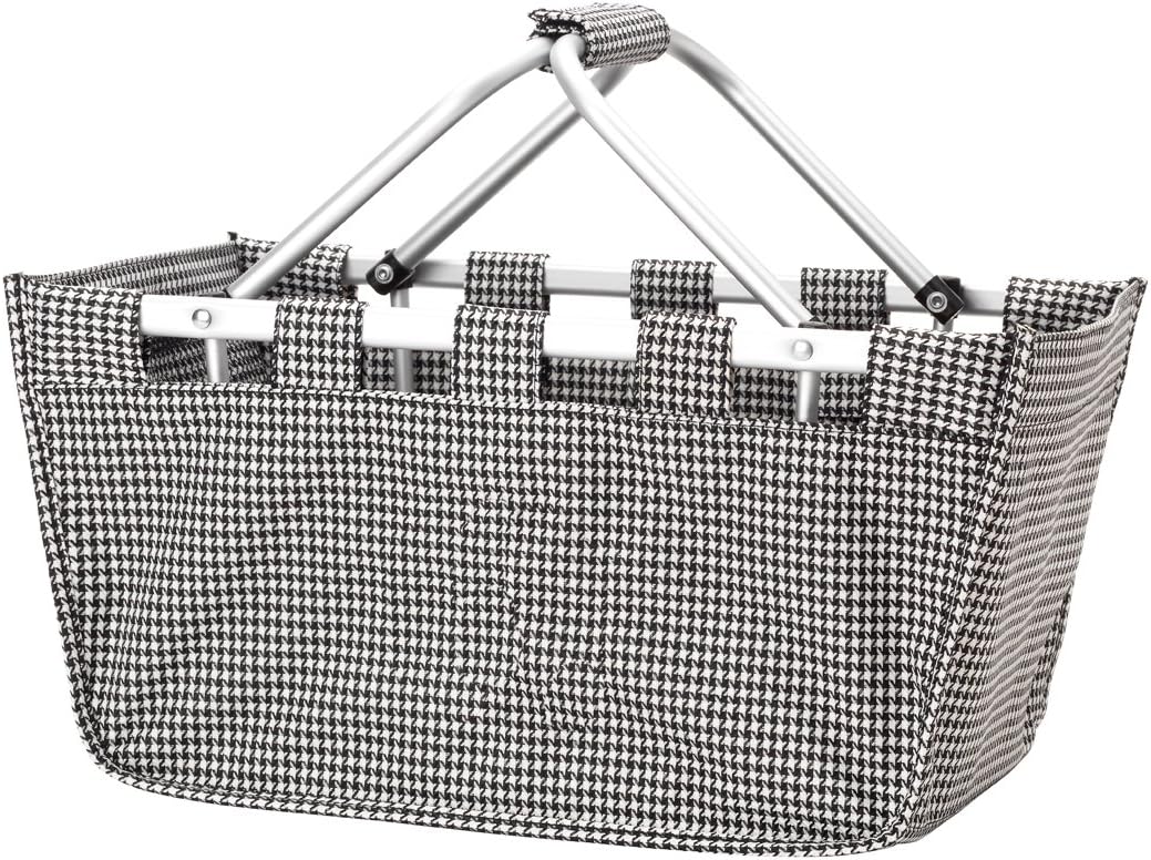Fashion Print Aluminum Frame Collapsible Utility Market Tote (Houndstooth)