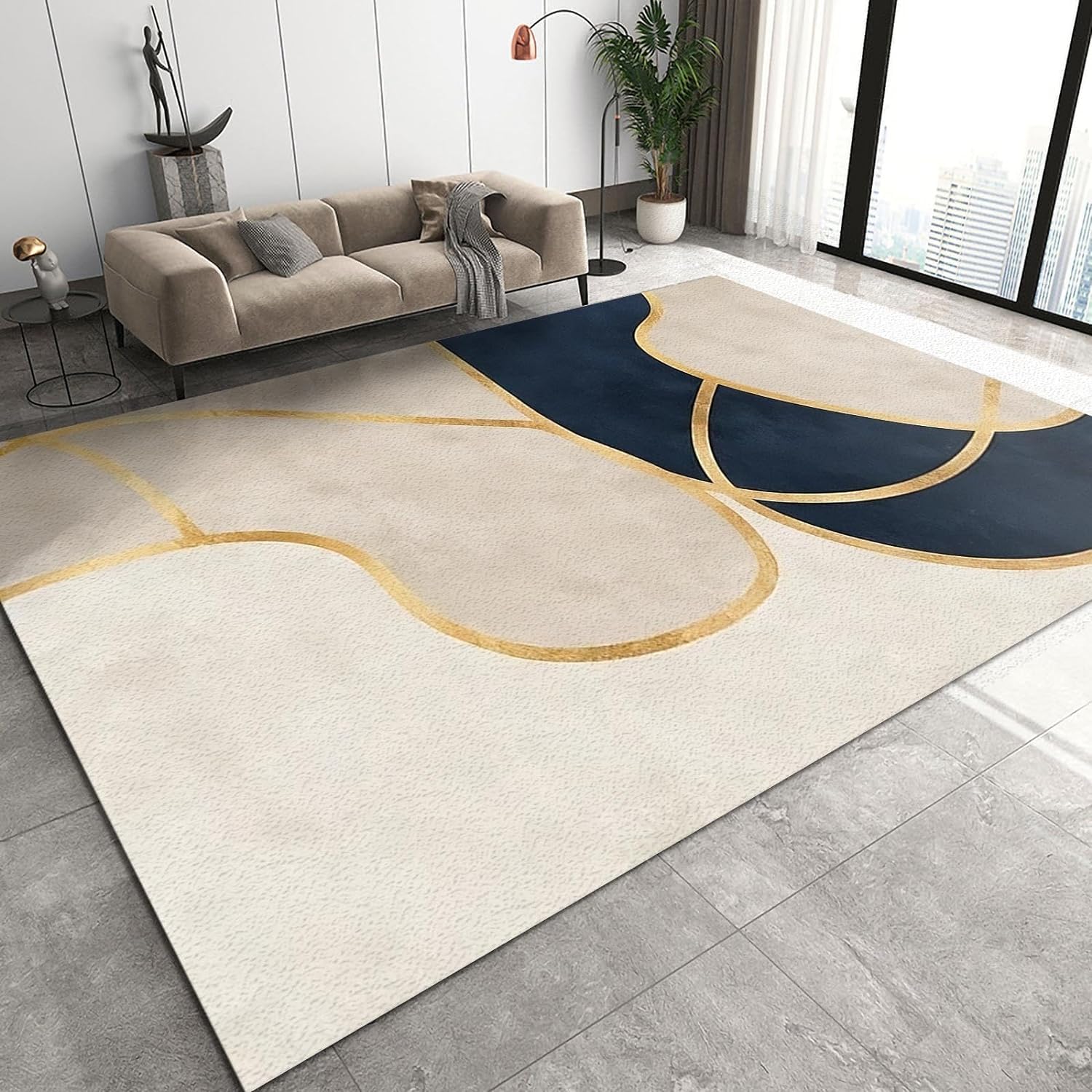 Tapis d'intérieur moderne 140x200 cm durable à relief abstrait 3D