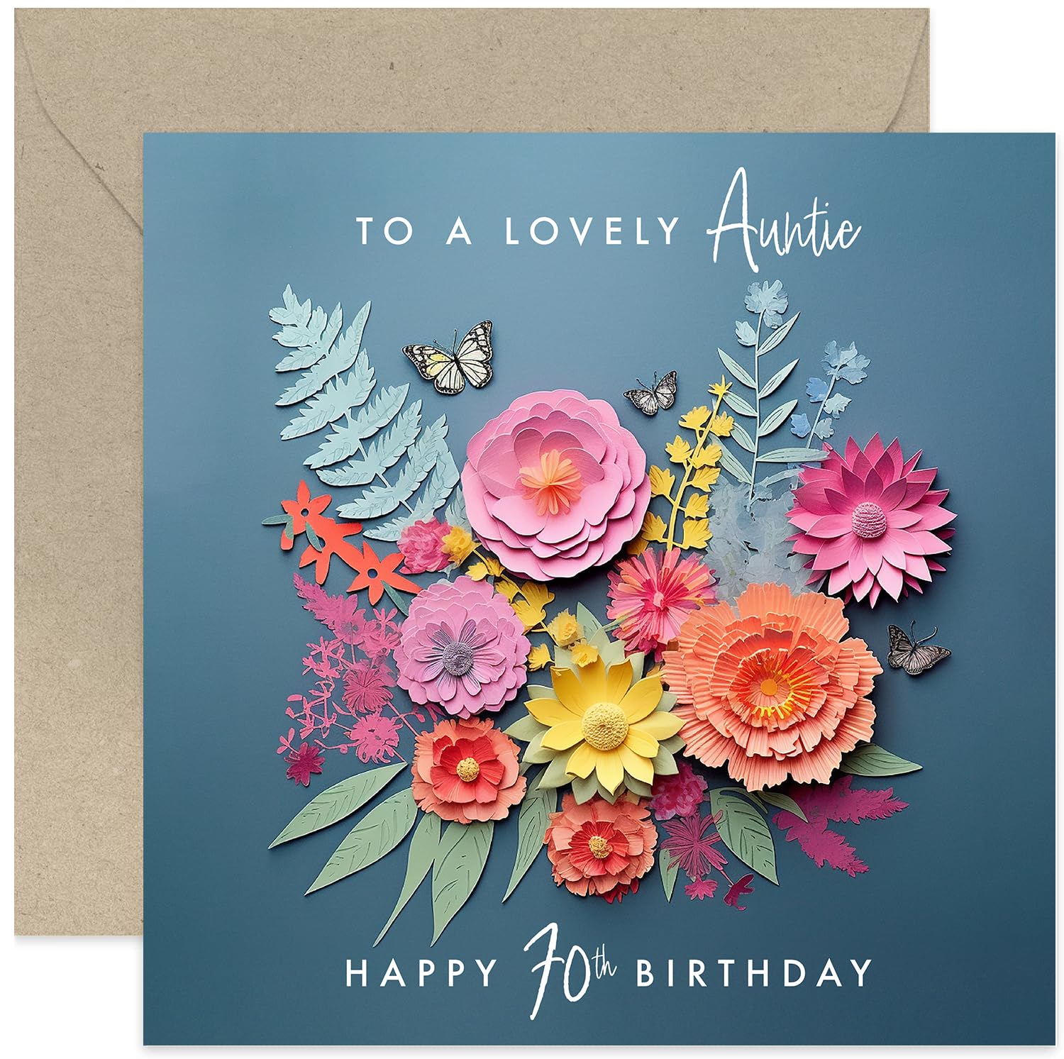70th Birthday Card For Women Old English Co. Wonderful - Floral Heart ...