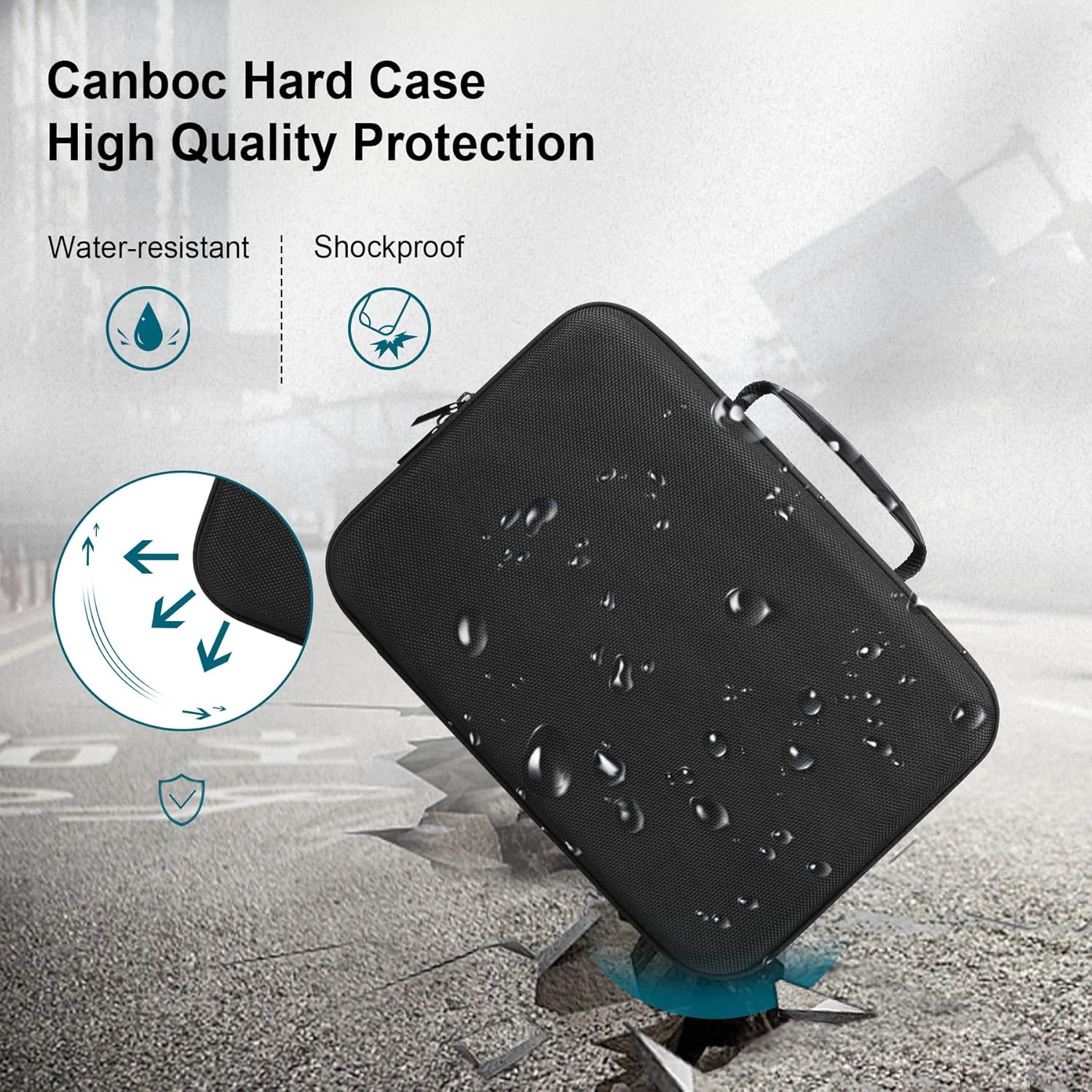 Canboc Carrying Case for Canon EOS Rebel T7/ R50/ R50 V/ R6 Mark II/ R100/ R8/ R7/ R5/ 90D/ Sony Alpha DSLR Camera and 18-55mm Lens, Camera Bag with 5 Pieces of Dividers and Shoulder Strap, Black
