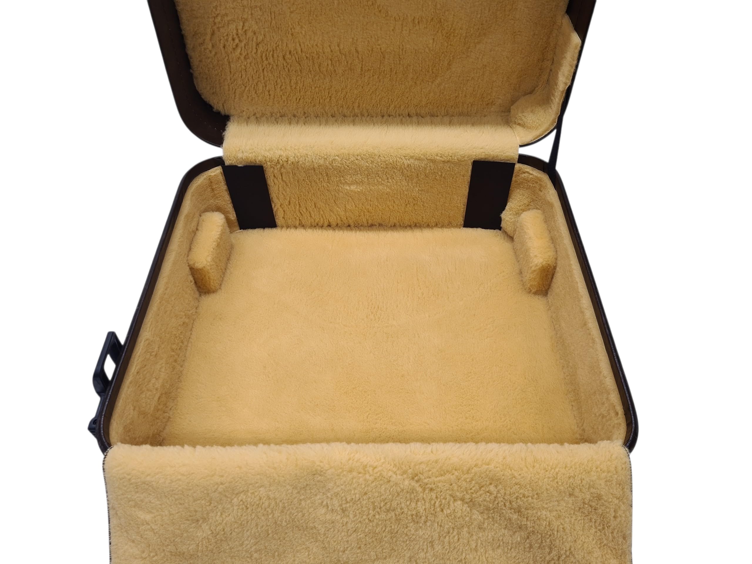 Generisch WoidBua Premium Akkordeonkoffer Trolley Braun 96 Bass Akkordeon Koffer 52x50x25 cm abschließbar Plüschpolster Rollen Griff Stabiler Holzkern Kunstleder Schutzkoffer inkl. Schlüssel