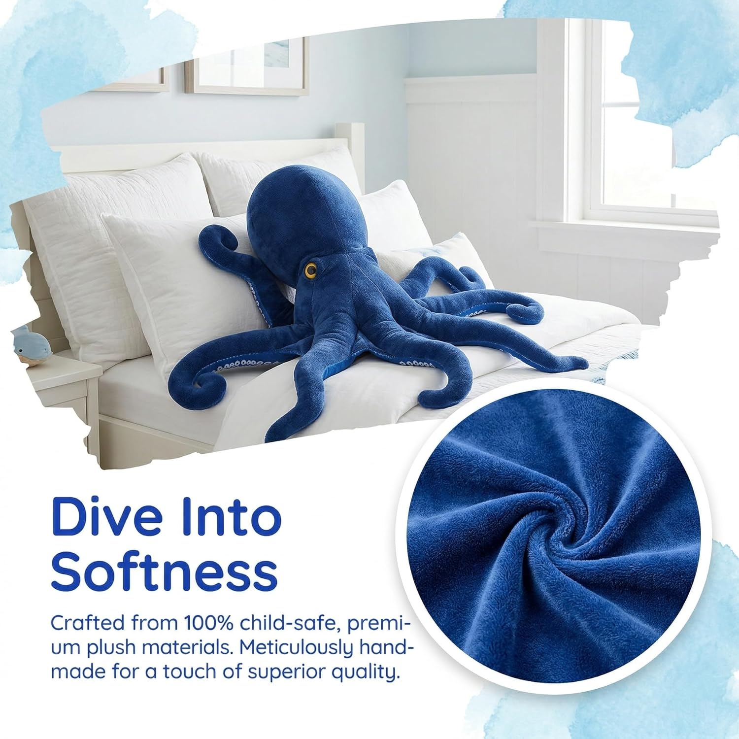 Simulation Octopus Plush Toy - Blue 18" Soft Real Life Octopus Stuffed Animal Toys, Lifelike Deep Sea Creeping Animal Octopuses Plush Toys for Children Boys Girls