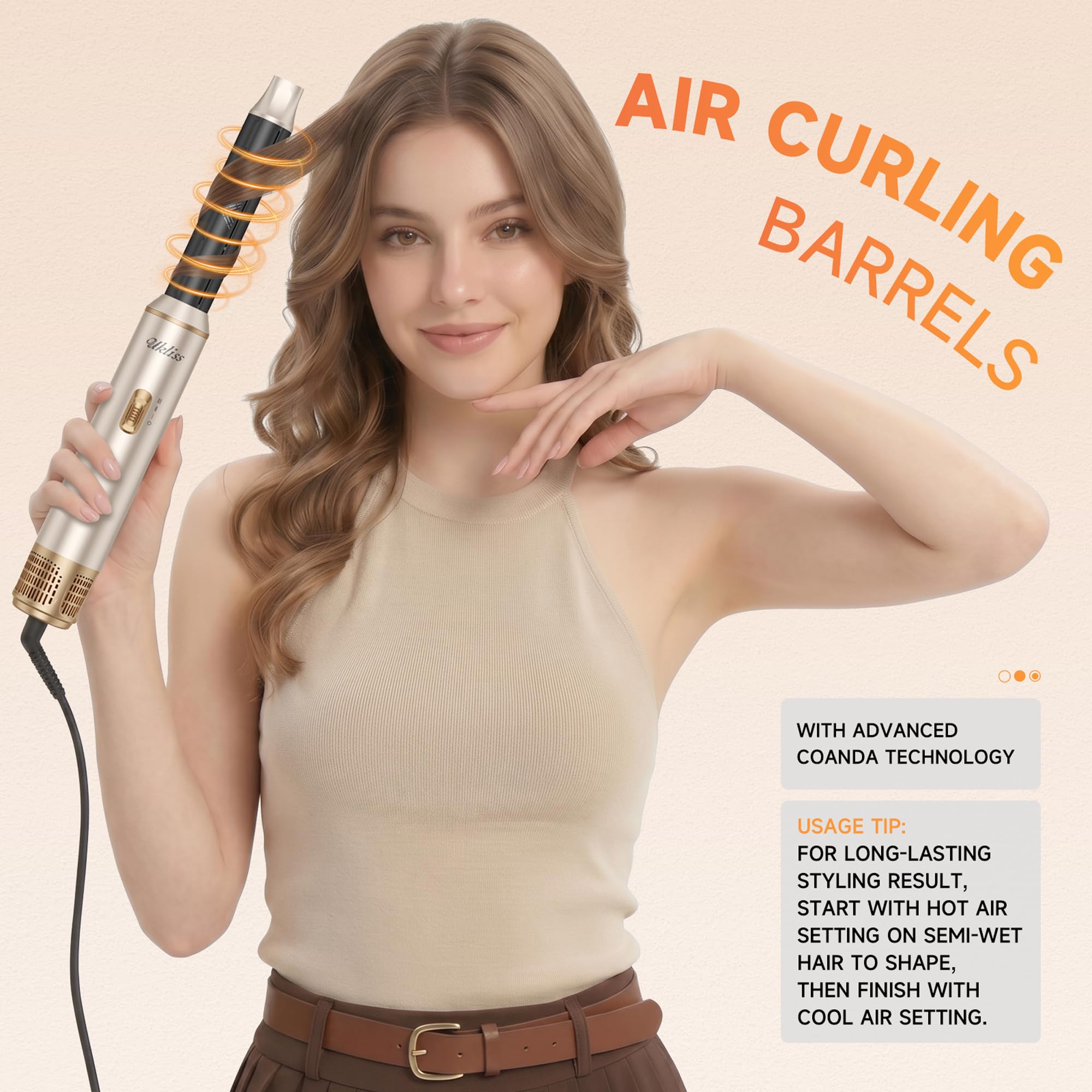 UKLISS Hairstyler - Set 5 in 1 con spazzola rotonda per capelli da 1000 W, con arricciacapelli ad aria, spazzola ad aria calda, spazzola per asciugacapelli, spazzola lisciante, per asciugare e
