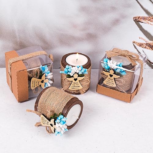 Vista 44 de HTF - Juego de 10 portavelas de madera para decoración de baby shower, regalos de revelación de género, portavelas de madera para baby shower Marrón