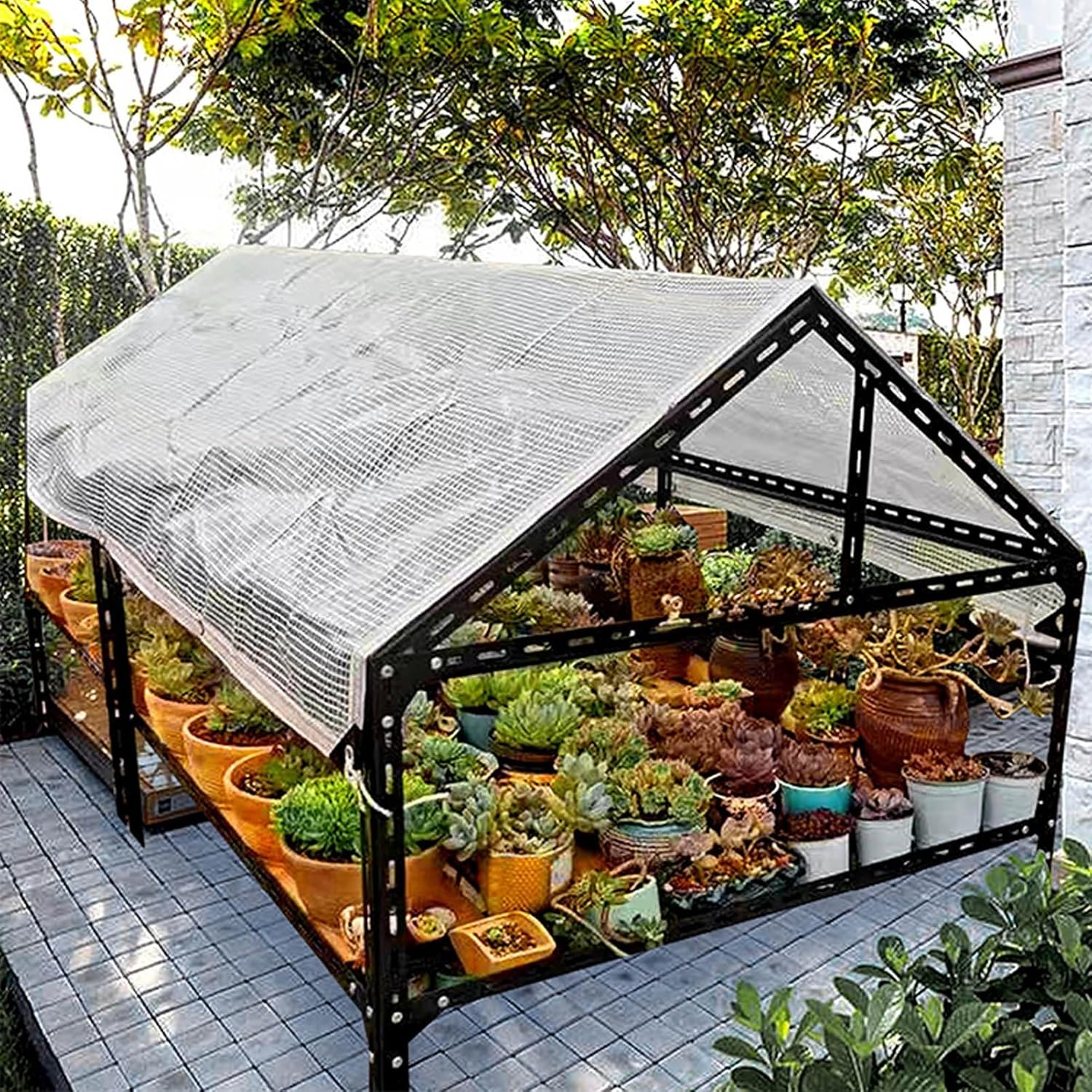 Waterproof Clear Tarp Rainproof Covering Heavy Duty PE Transparent Tarpaulin with Grommets for Garden Patio Lawn Plants Greenhouse(2x2m)