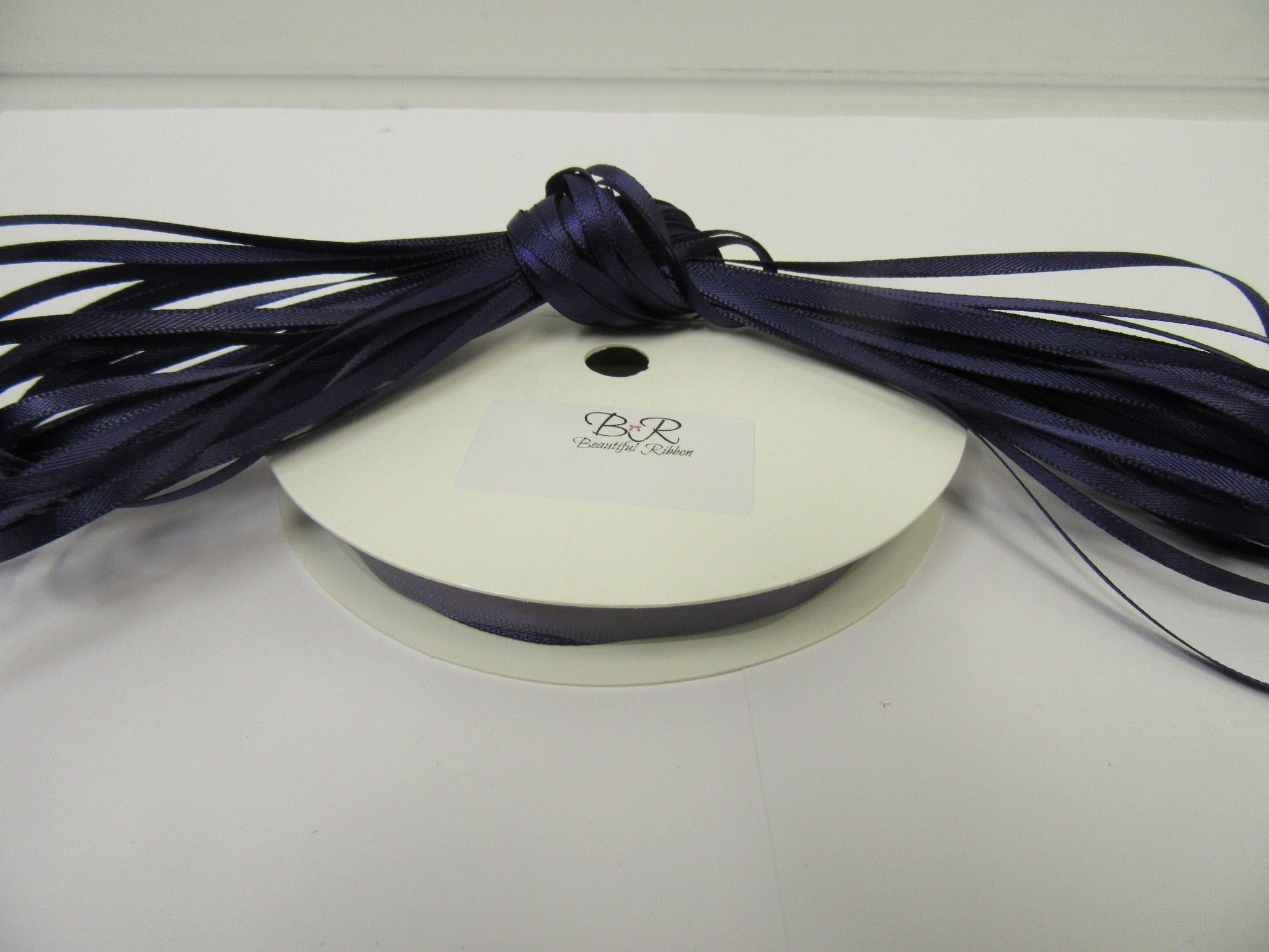 1 Full Roll Reel of 3mm x 50 metres Satin Ribbon Dark Plum Purple Double Sided 3 mm 1/8"