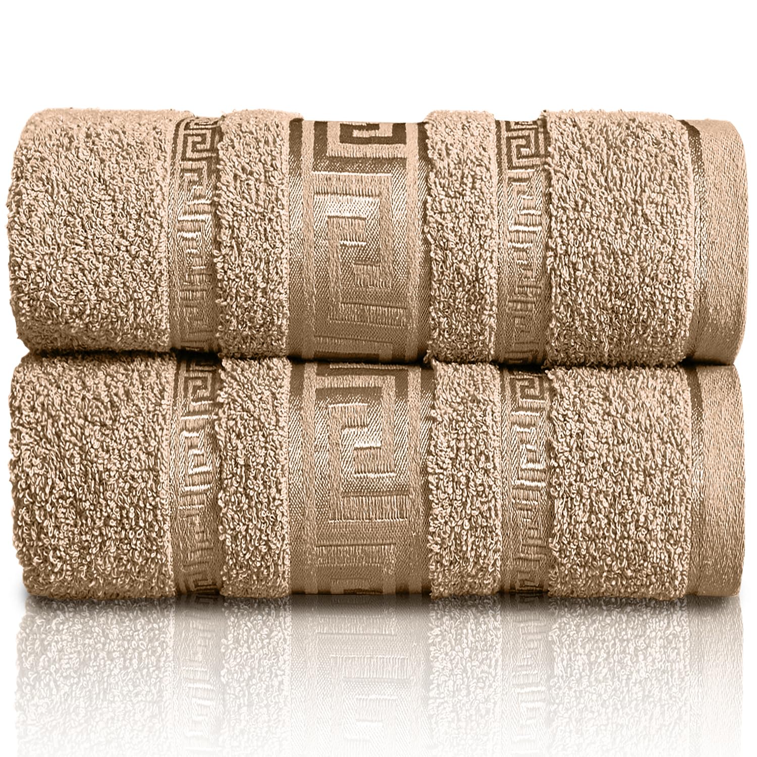 GC GAVENO CAVAILIA Extra Large Jumbo Bath Sheets Greek Towels for Bathroom - 2 Piece Super Absorbent Quick Dry Towel, 100% Egyptian Cotton Soft Fluffy Luxury Bath Towel Spa & Hotel (90x180cm),Natural