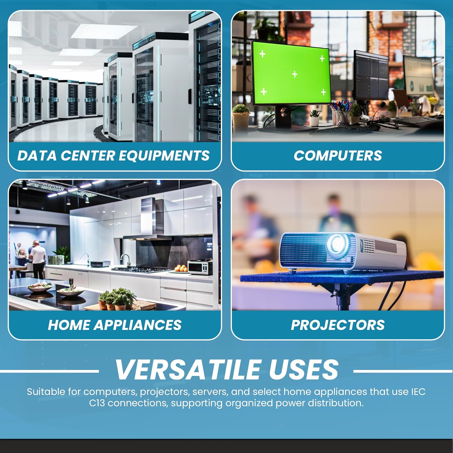 IronBox Electric IEC C14 to 3X C13 Splitter Power Cord - 10A, 250V, 14/3 SJT - Heavy Duty Outlet Splitter - UL Listed Cable Extension Cord for Monitor, Computer, Data Centers & More (6ft + 2ft Legs)