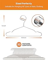 Vista 7 de Perchas para bebé, paquete de 50 perchas de acero inoxidable de 12.6 pulgadas, resistentes, antideslizantes, ahorran espacio, para niños, ropa