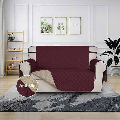 Miniatura 9 de Funda de sofá súper antideslizante para sofá de 2 cojines, resistente al agua, acolchada, protector de muebles para perros, mascotas y niños (sofá