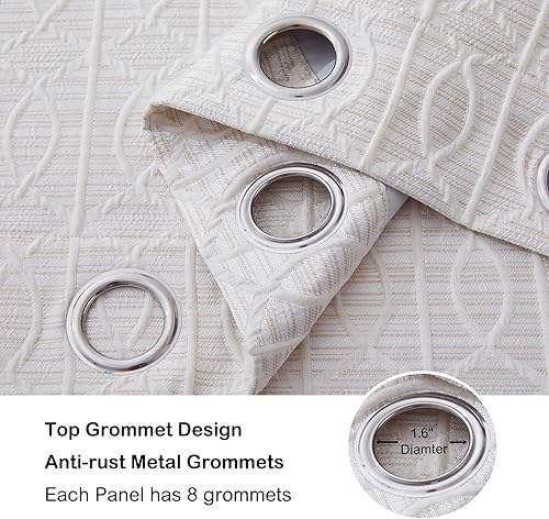 Miniatura 6 de Cortinas 100% opacas de 84 pulgadas de largo, 2 paneles de jacquard con aislamiento térmico y reducción de ruido, cortinas con ojales para