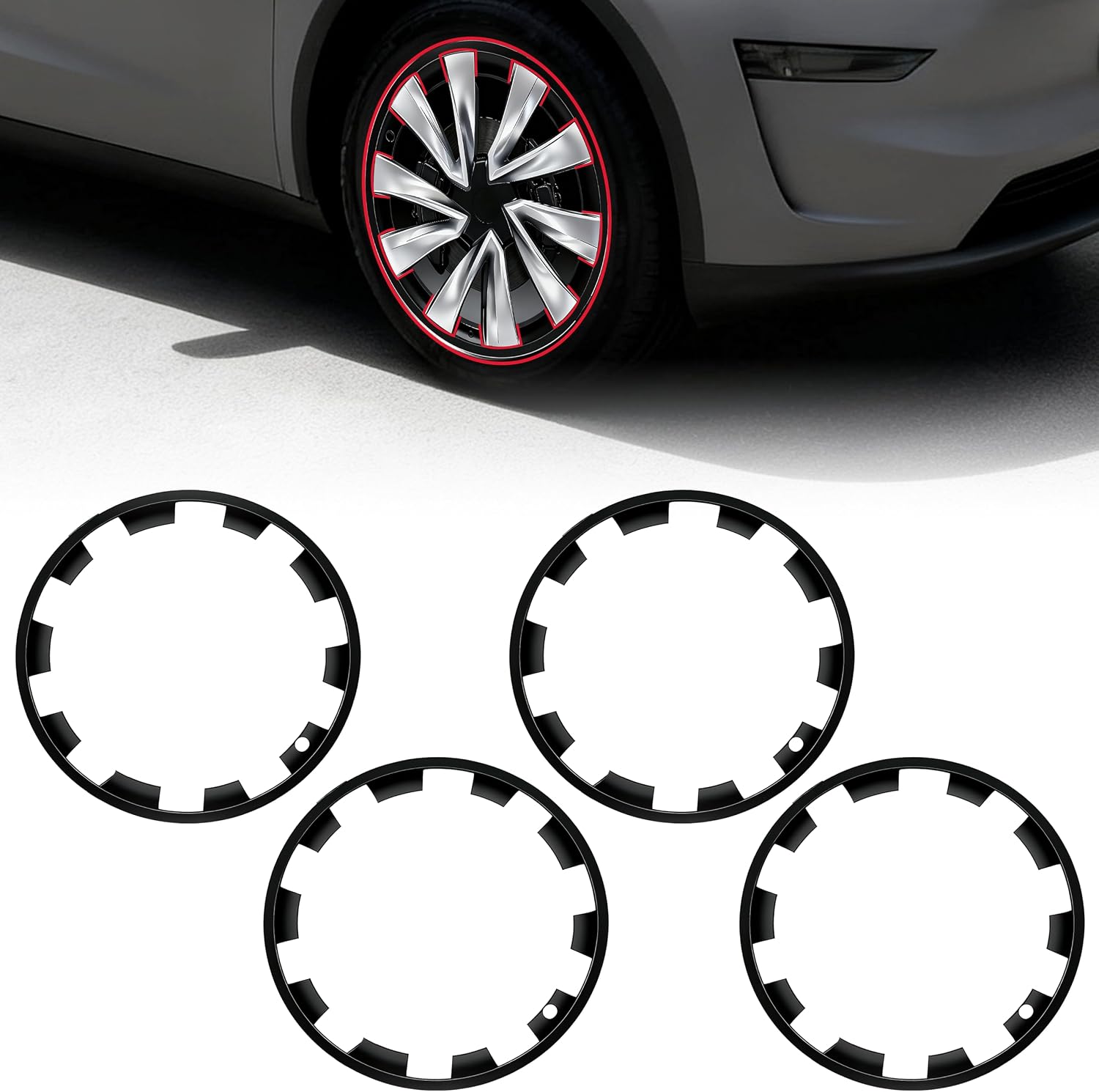 4Pcs Rim Protector for Tesla 2025-2026 Model Y Juniper 20 Inch Wheels - Premium Wheel Cover Kit with Full Edge Protection, Snap-On Hubcaps for Enhanced Style & Scratch Prevention (Black)