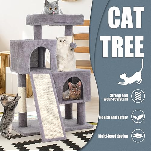 Miniatura 4 de Árbol para gatos de interior, torre para gatos de 36 pulgadas, condominio de varios niveles para gatos con sisal, tabla de rascar, bola colgante,