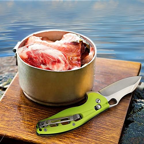 Miniatura 5 de ALBATROSS Cuchillo de bolsillo plegable de 7.25 pulgadas con bloqueo de eje EDC con apertura asistida y mango FRN de hoja de satén FK036SC-GN