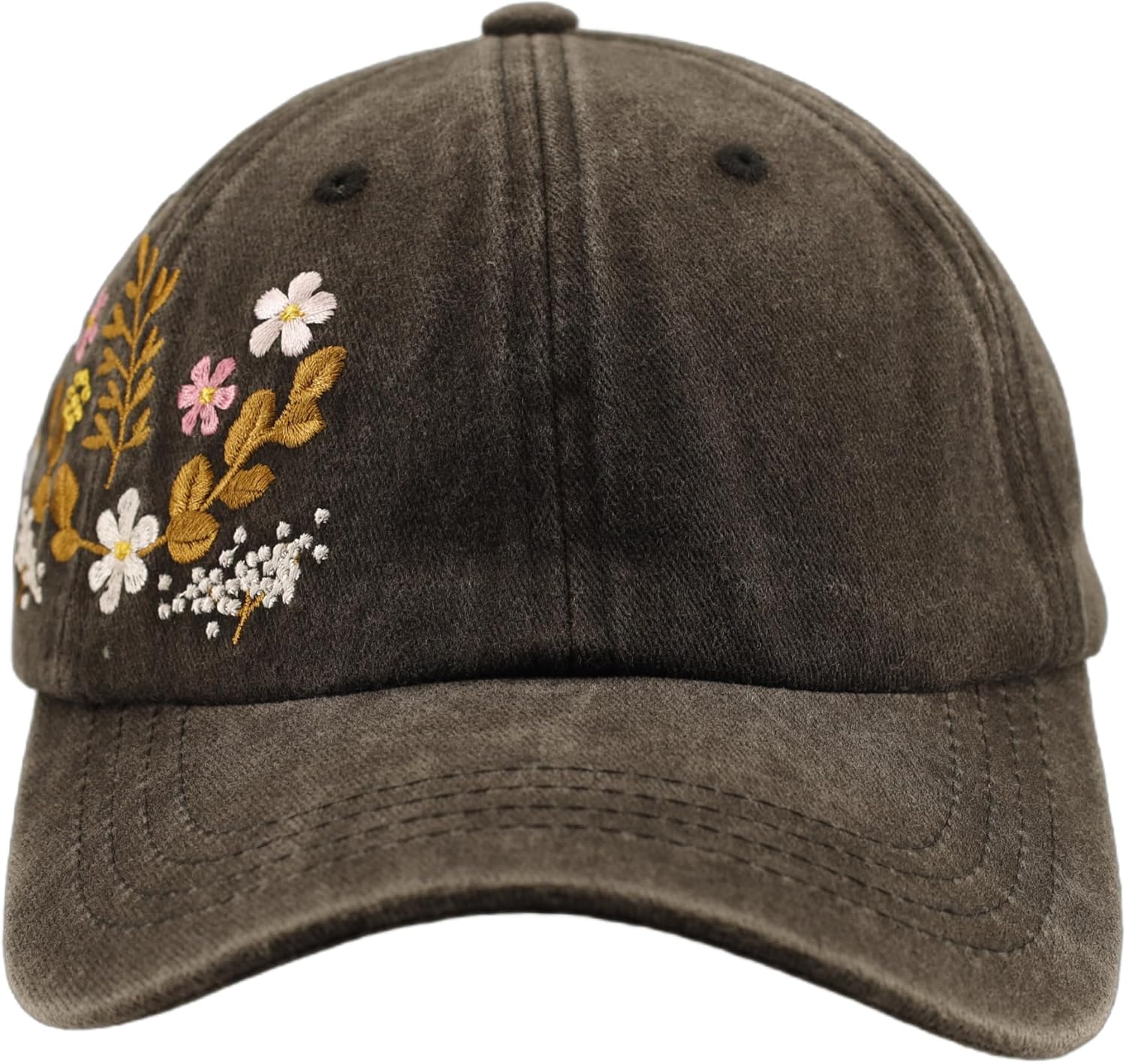 Floral Baseball Cap for Men and Women - Embroidery Hip Hop Caps, Washed Vintage Retro Dad Hats Colorful Flowers Outdoor,Black 2025 - Image 3