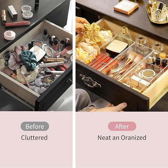 Makeup Drawer Organiser Set of 2 Acrylic Cosmetic Drawer Organiser