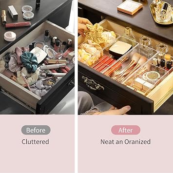 Makeup Drawer Organiser Set of 2 Acrylic Cosmetic Drawer Organiser