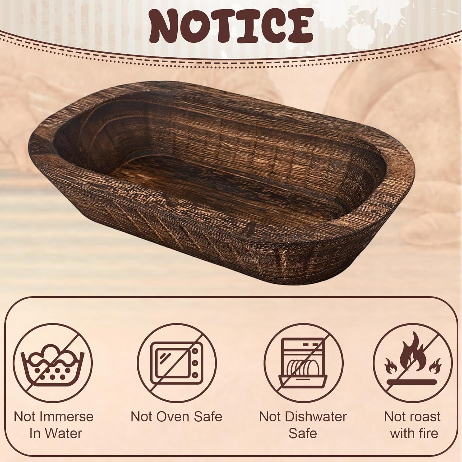 10 Pack Wood Decorative Bowls Long Heavy Handmade Carved Key Bowl for Entryway Table Home Decor Rustic Boho Decor Bowls for Candle Making Potpourri Catch (9.4" x 5.5" x 1.7")