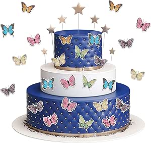 24-Pack 3D Butterfly Cupcake Toppers - Double Layer Decorations For Birthday Parties