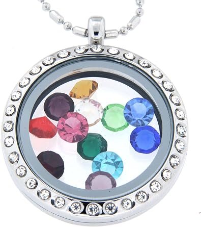 Crystal Necklace Floating Charm Locket 