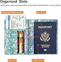 Vista 146 de FINTIE Soporte para pasaporte, cartera de viaje delgada con bloqueo RFID, funda protectora para pasaporte, esencial con ranuras para tarjetas