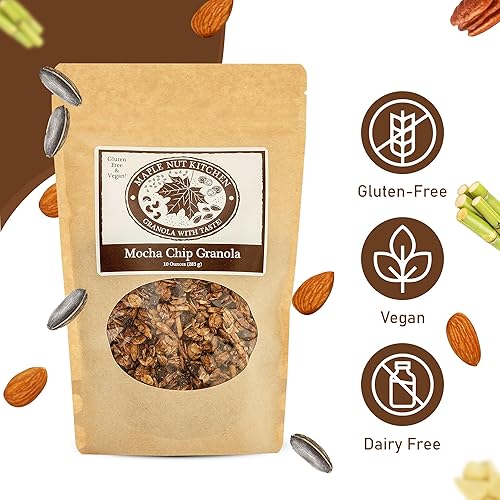 Miniatura 3 de Maple Nut Kitchen Granola de chispas de moca vegana y sin gluten - Sabor expreso, chispas de chocolate negro, granola artesanal saludable y
