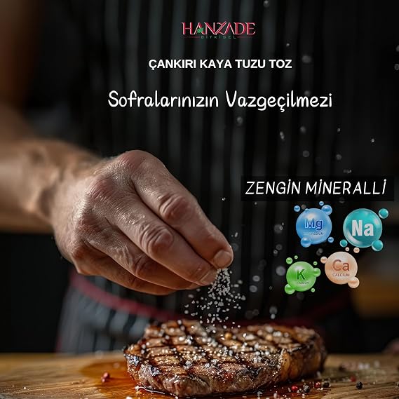Hanzade Bitkisel 84 Mineralli Çankırı Kristal Kaya Tuzu (3 Kg, Toz Kaya Tuzu)