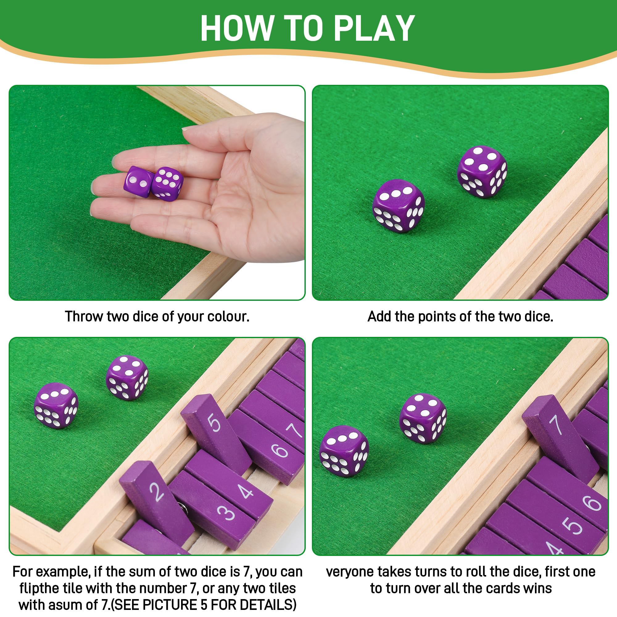 Fentar Shut the Box Game 6 Player, Puzzle Dice Games, Premium Wooden Board Game, Fun Close the Box Game - Image 2