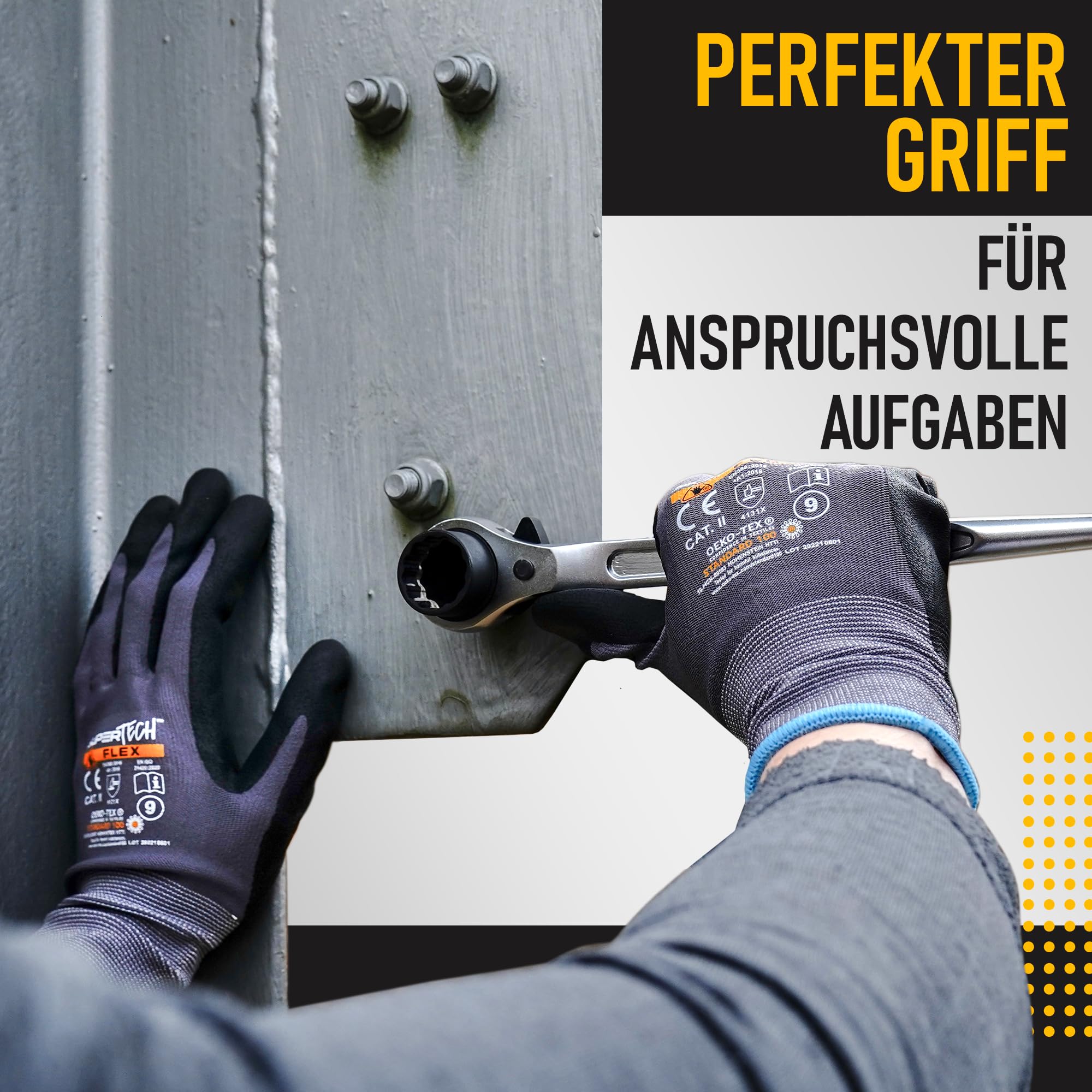 60 Paare Arbeitshandschuhe Herren Größe 8-M | Arbeitshandschuhe mit Rutschfeste Nitril, Beschichtung , Robust und Abriebfest Handschuhe Arbeitshandschuhe