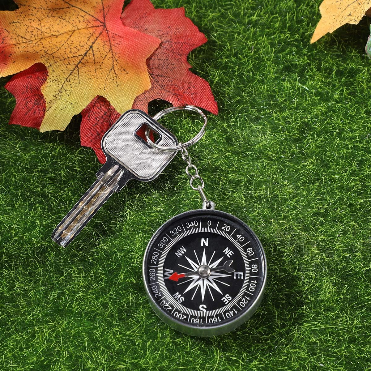 12Pcs Compass Keychain - Alloy Pirate Compass Pendant for Kids, Travel Themed Party Favors, Birthday Decorations, Silver image 5