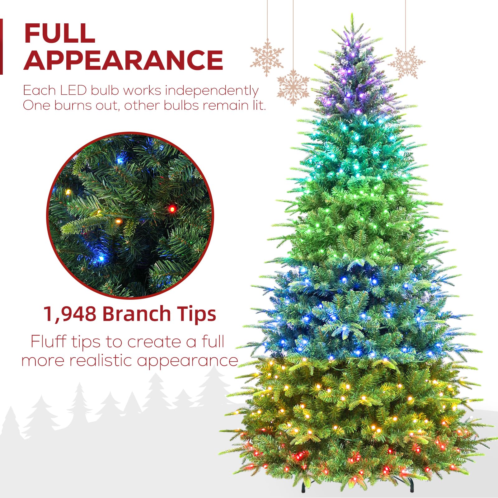 Snapklik.com : Hykolity 7.5 Ft Prelit Artificial Christmas Tree