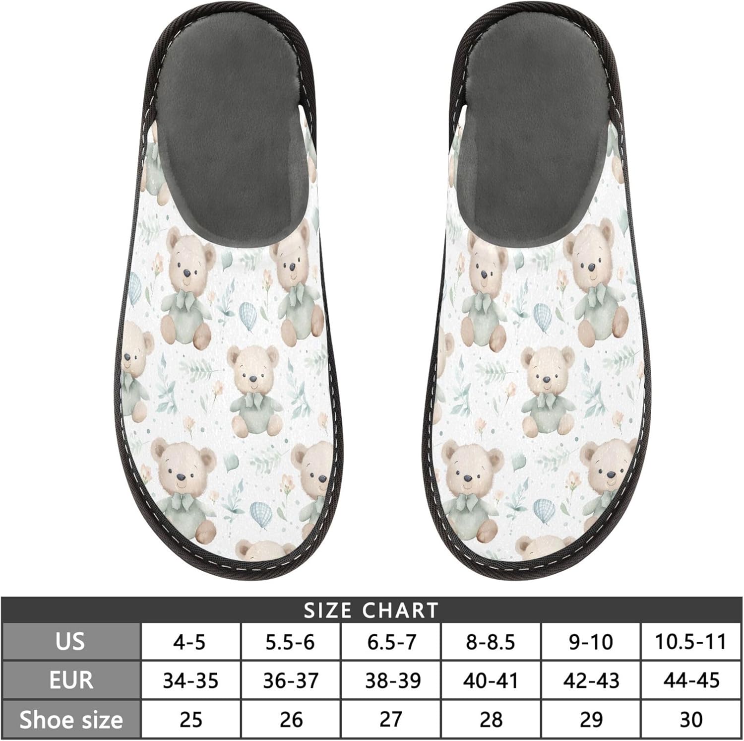 Cute Bear House Slippers – Cozy Fuzzy Slippers for Guests, Washable & Disposable, Perfect for Shoeless Home, Spa & Hotel Use A111674