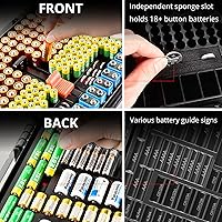 Vista 5 de Caja Organizadora de Batería con Probador - Caja de Soporte de Almacenamiento de 269 Baterías, Paquete de Variedad Doble Cara, Soporta AA AAA 4A C D