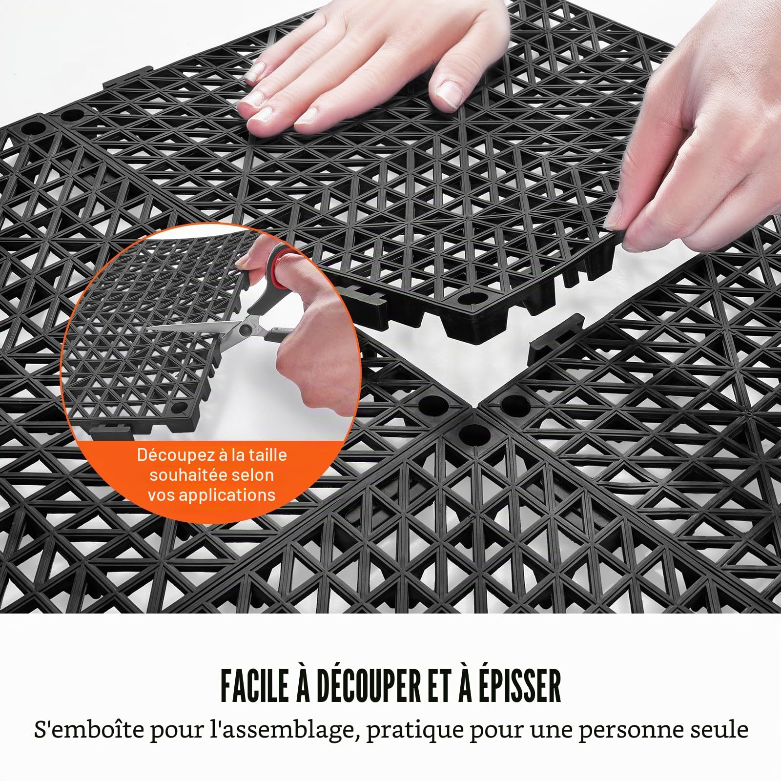 VEVOR Lot de 50 Dalles de Jardin Piscine 30x30x1,5 cm Noir Dalle Clipsable Ajourée Antidérapante en PVC Drainage Rapide Revêtements de Sol Extérieur Intérieur pour Terrasse Cuisine Spa Salle de Bain
