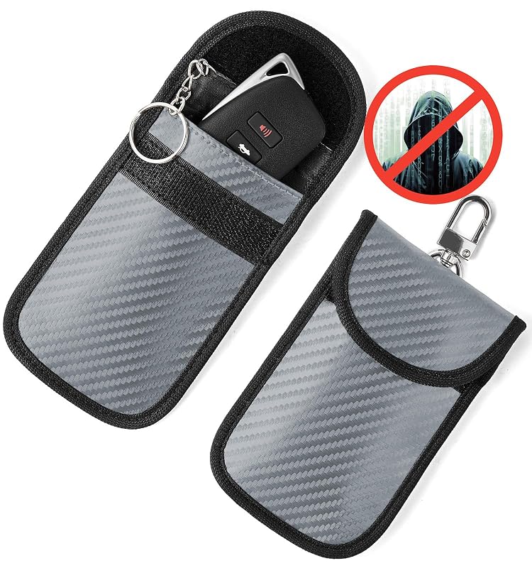 Bolsa Faraday Vammcht para chave presencial com bloqueio de sinais, cinza, 2 unidades