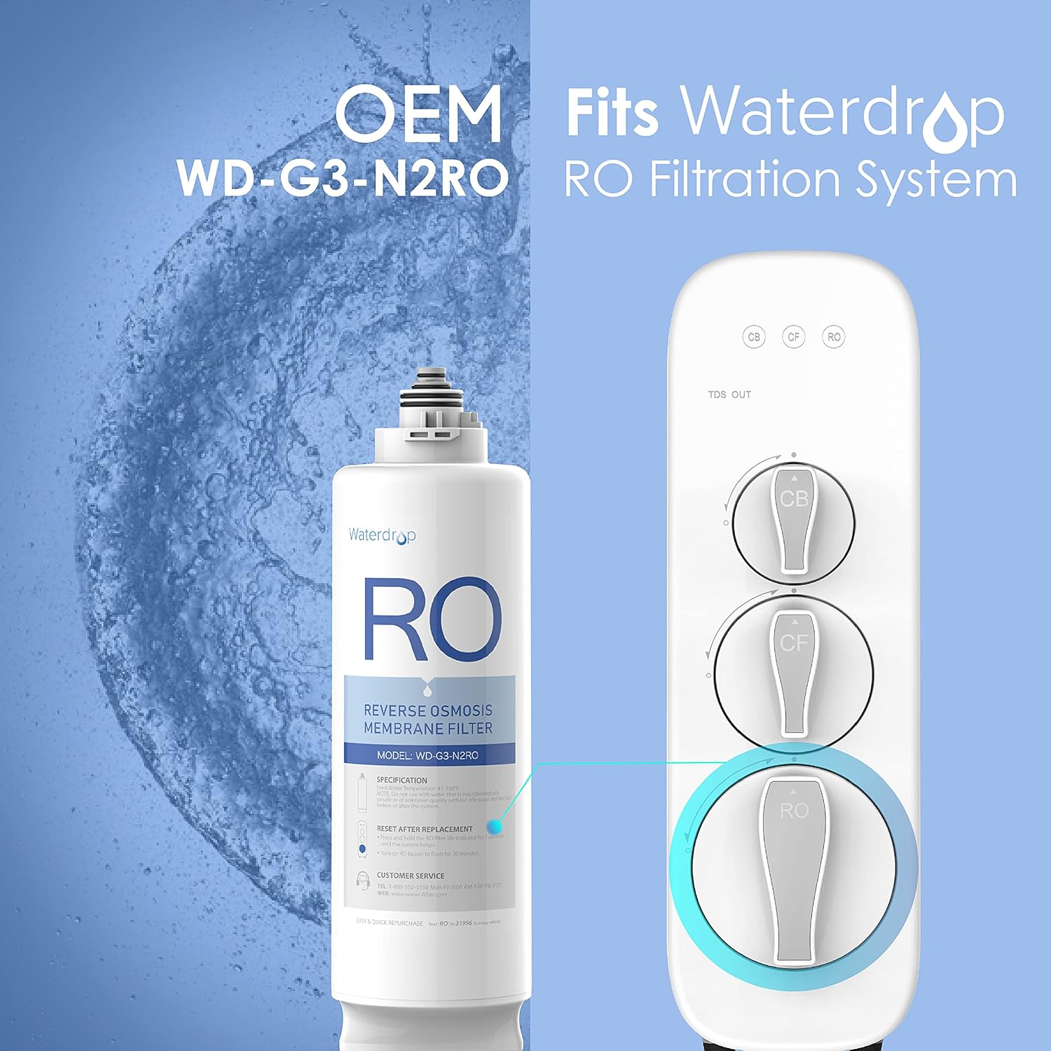 Waterdrop WD-G3-N2RO Filter, 2-year Lifetime, Replacement for WD-G3-W Reverse Osmosis System : Tools & Home Improvement