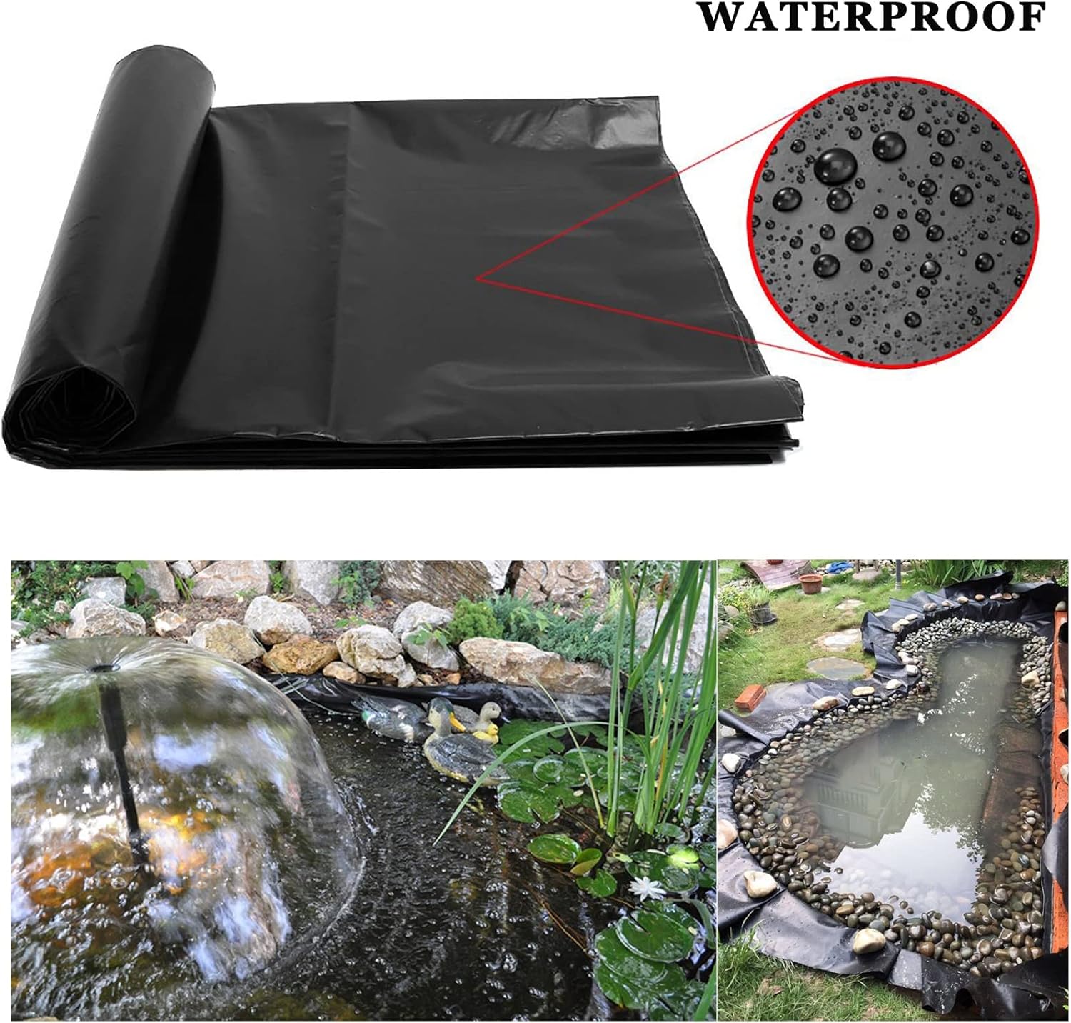 Pond Liner,0.3MM Pond Skins for Fish Pond, Garden Pond, Koi Ponds, Water Gardens, and Fountains,Black (Size : 4x8m/13.12x26.24ft) (3x8m/9.84x26.24ft)