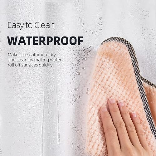 Miniatura 7 de Titanker 12 ganchos para cortina de ducha y forro transparente de cortina de ducha de 72 x 72 pulgadas