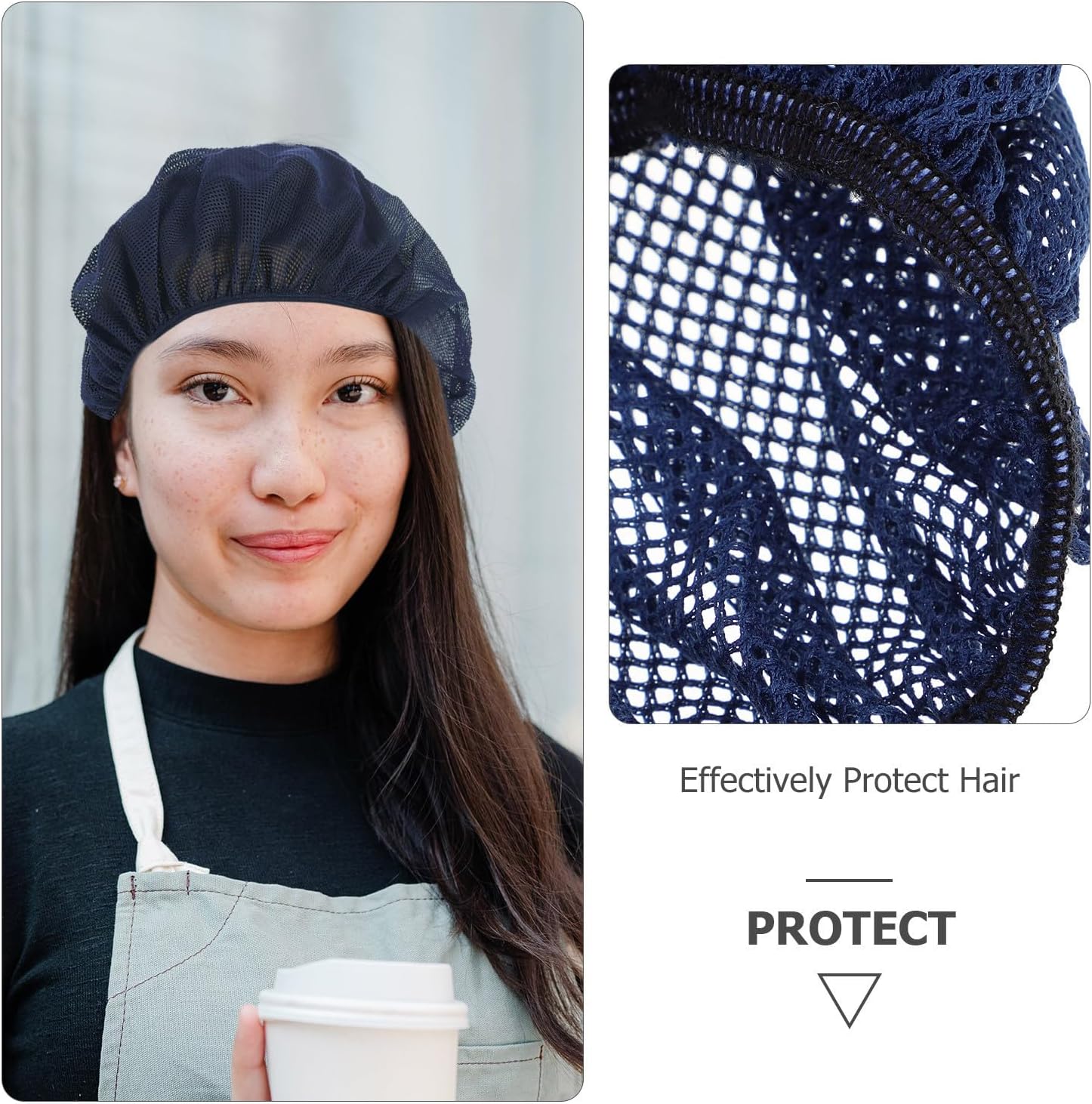 Didiseaon 6pcs Navy Hair Caps for Chefs Lightweight and Comfortable Cotton and Polyester Mesh Hats Suitable for Food Processing Plants and Kitchen Work
