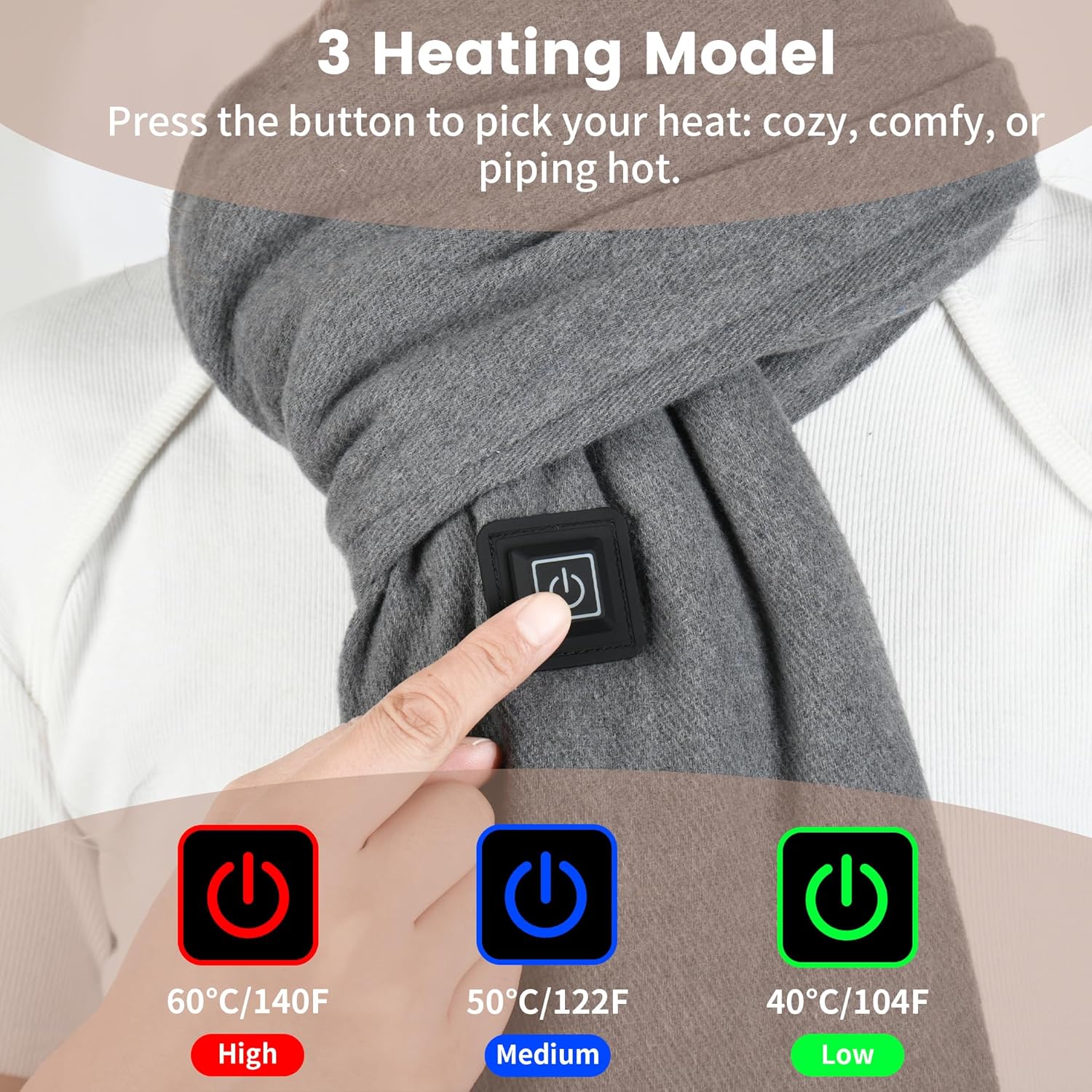 Heated Scarf for Women Men, Eletric Heated Scarf with Rechargeable Battery 5000mAh, Ideal Gift for Christmas - Image 2