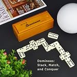 Dominos Set for Adults, Double 6 Dominoes Set with 28 Tiles in Wooden Case, Classic Dominoes, Family Board Game for Kids & Adults, Travel Game for Family Game Night, Juegos de Mesa