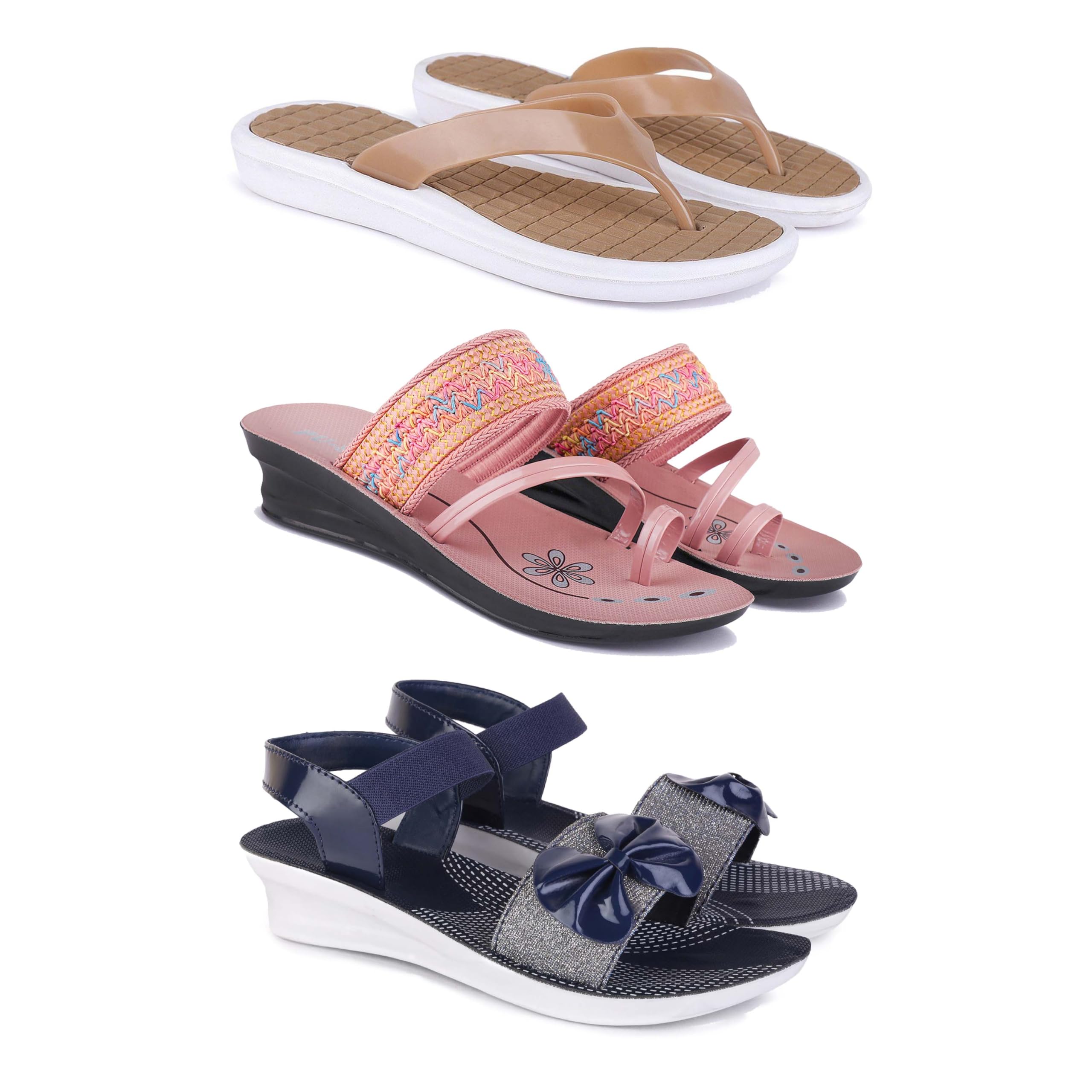 Women's Comfortable Sandal,Casual Lightweight Sandal for Everyday Wear | GR-(3-COMBO)-1860-1950-1972-image-12