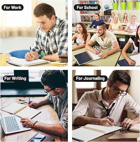 Miniatura 8 de Cuaderno de espiral grande de 85 x 11 pulgadas cuaderno en espiral de 3 temas para tomar notas papel de alta calidad 353ozm 104 hojas diario con