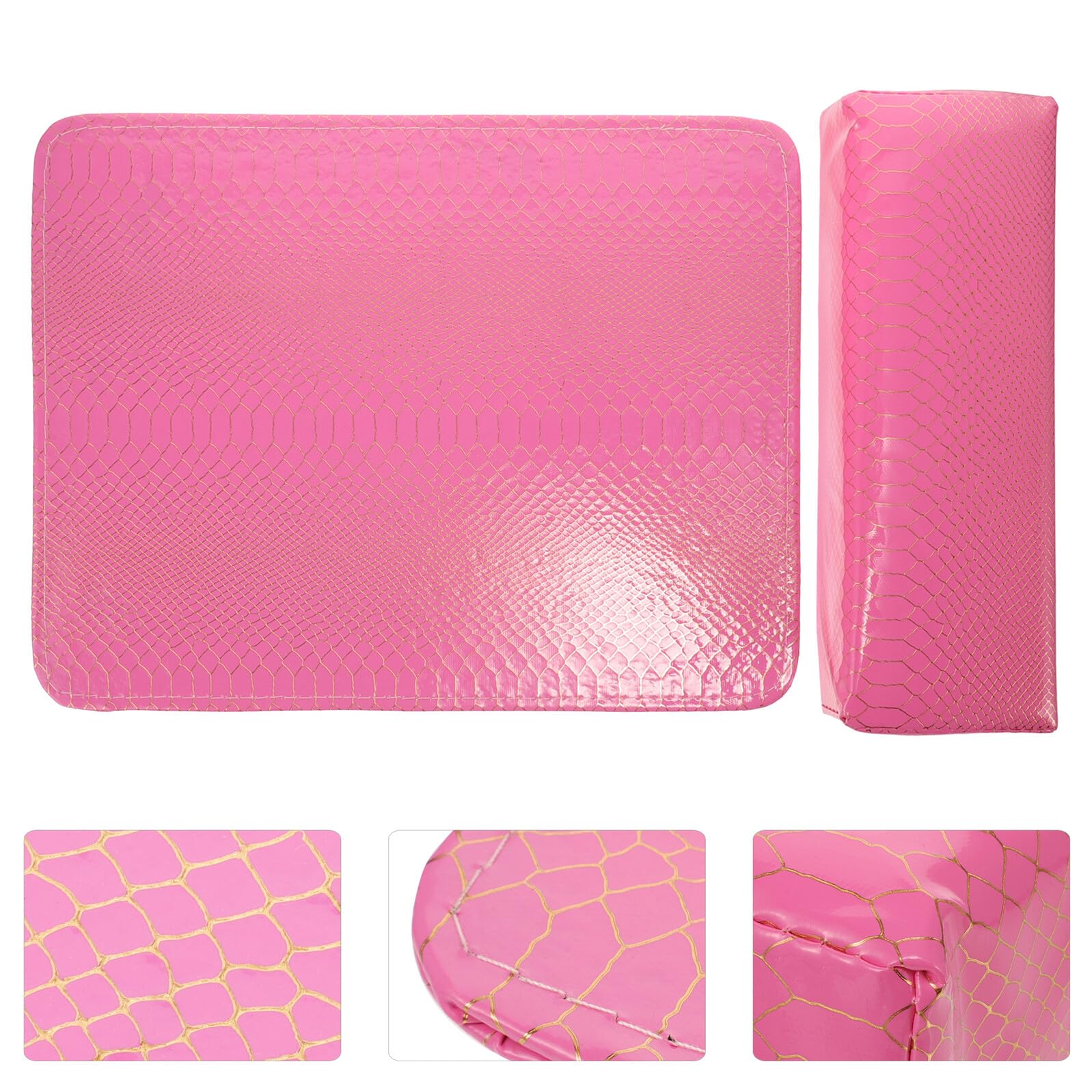 Cuscino per Manicure Unghie Rosa in Pelle Pu, Poggia Mani | Imbottitura in Spugna, Lavabile e Compatto, per Uso Salone e Casa, Design Elegante