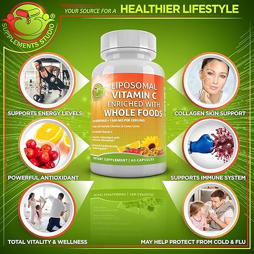 Miniatura 4 de SUPPLEMENTS STUDIO Apoyo general para la salud vitamina C liposomal 1500mg + suplemento probiótico vegano probiótico Acidophilus + quercetina 500mg