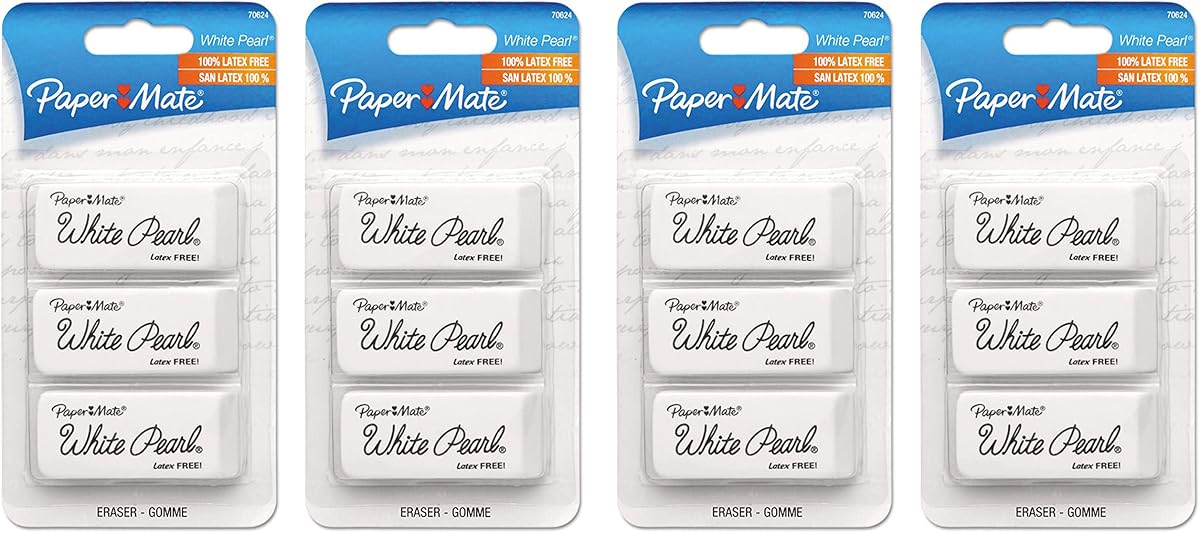 Borradores de perlas blancas Paper Mate, 3 unidades (paquete de 4)