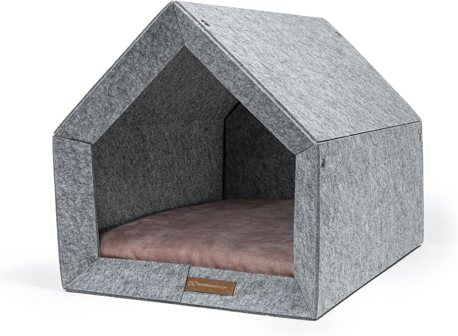 R exproduct PetHome Dog Kennel Pet House Made of Eco-PET Fabric Scratch-Resistant Light Grey and Pink L (80 x 62 x 64 cm)