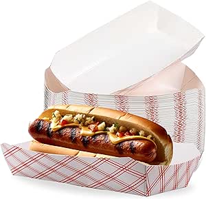 Hot Dog Tabletts aus Papier, 17,8 cm, Rot, kariert, 50 Stück